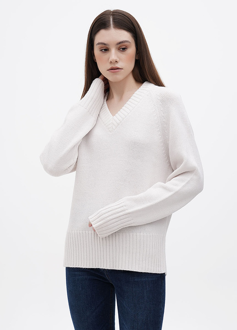 Фото ракурс 1 - Женский белый джемпер EQUILIBRI артикул PC Pullover MILK FW2023