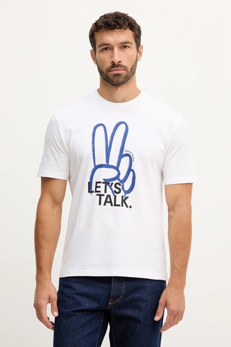 Фото ракурс 1 - Чоловіча біла футболка Benetton артикул 3MI5U10AT 901 25A