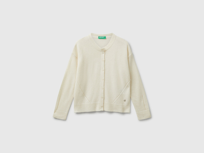 Фото ракурс 1 - Білий светр для дівчаток Benetton артикул 126WC500X.G 000 25A