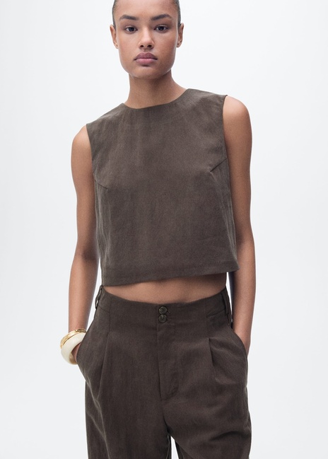 Женские коричневые брюки Mango артикул 87098262 30 8 season Фото ракурс 4 - Женские коричневые брюки Mango артикул 87098262 30 8 season