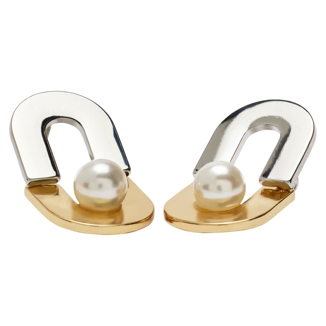 Женские золото-серебряные серьги Parfois артикул 239363 _MM FW2025 Фото ракурс 2 - Женские золото-серебряные серьги Parfois артикул 239363 _MM FW2025