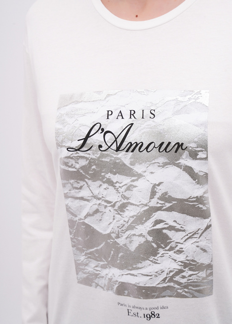 Фото ракурс 4 - Жіночий білий лонгслів EQUILIBRI артикул W215 020 000 White FW2025