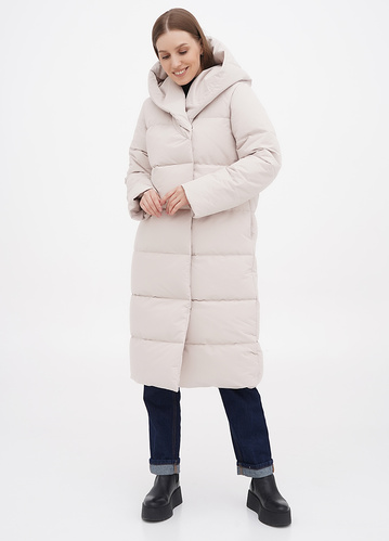 Фото ракурс 1 - Женское молочное пальто EQUILIBRI артикул OD Coat Down MILK FW2024