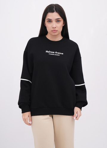 Фото ракурс 1 - Жіночий чорний світшот EQUILIBRI артикул W231 035 000 Black FW2025