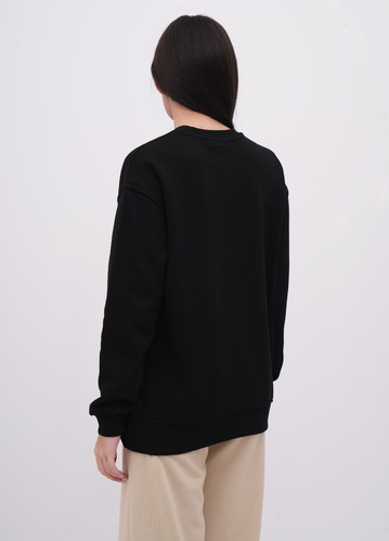 Фото ракурс 2 - Жіночий чорний світшот EQUILIBRI артикул W231 034 000 Black FW2025