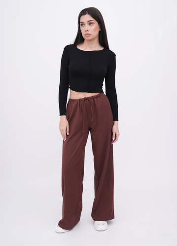 Фото ракурс 1 - Жіночі коричневі брюки EQUILIBRI артикул W265 005 000 Brown FW2025