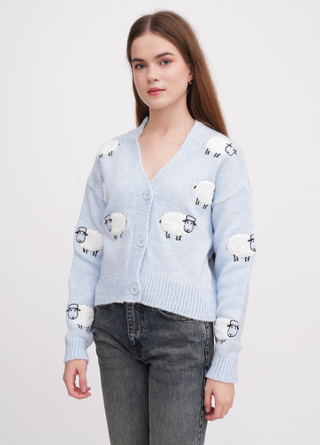 Фото ракурс 1 - Жіночий синій кардиган EQUILIBRI артикул W343 013 000 Blue FW2025