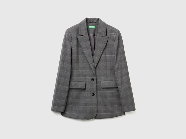 Женский серый пиджак Benetton артикул 2X8MDW02H 903 25A Фото ракурс 5 - Женский серый пиджак Benetton артикул 2X8MDW02H 903 25A