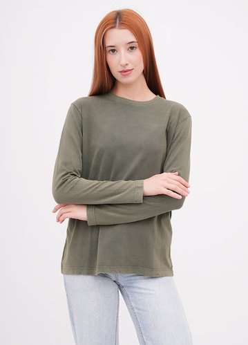 Фото ракурс 1 - Жіночий зелений лонгслів EQUILIBRI артикул W215 029 000 Green FW2025