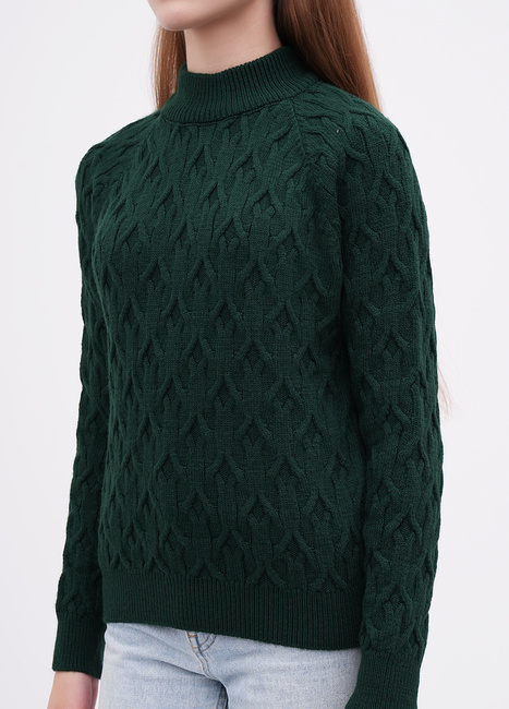 Фото ракурс 3 - Женский зеленый свитер EQUILIBRI артикул W342 067 000 Green FW2025