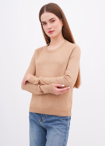 Фото ракурс 1 - Женский бежевый джемпер EQUILIBRI артикул W345 023 000 Beige FW2025