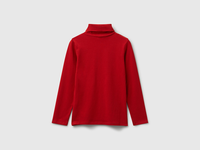 Фото ракурс 2 - Червона водолазка для дівчаток Benetton артикул 3P4ZC202N.G 29M 25A