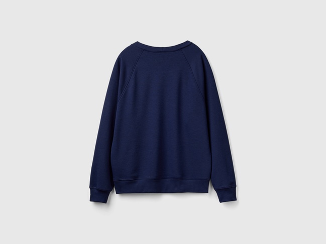 Фото ракурс 3 - Мужской синий свитшот Benetton артикул 31NB4M01U 252 24A