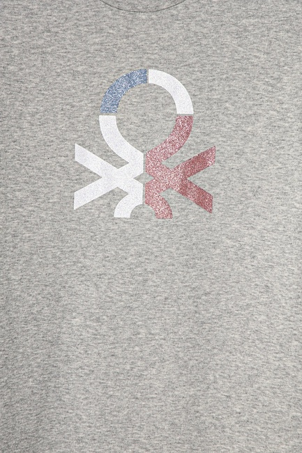 Серый реглан для девочек Benetton артикул 3I9WC10MY.G 501 25A Фото ракурс 3 - Серый реглан для девочек Benetton артикул 3I9WC10MY.G 501 25A