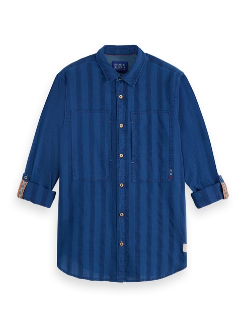 Фото ракурс 5 - Мужская голубая рубашка SCOTCH & SODA артикул 180863 410 FW2025