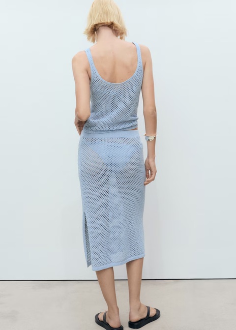 Жіноча блакитна спiдниця Mango артикул 87078649 52 8 season Фото ракурс 2 - Жіноча блакитна спiдниця Mango артикул 87078649 52 8 season
