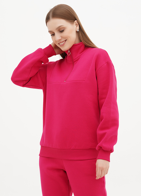 Фото ракурс 1 - Женский розовый свитшот EQUILIBRI артикул TFR FL SWZ Fucsia FW2024