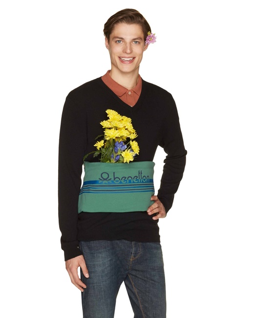 Фото ракурс 6 - Мужской черный джемпер Benetton артикул 1002U4407 100 25A