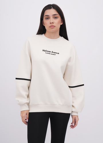 Фото ракурс 1 - Жіночий молочний світшот EQUILIBRI артикул W231 035 000 MILK FW2025