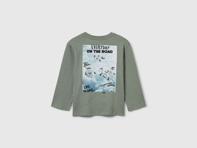 Фото ракурс 2 - Зеленый реглан для мальчиков Benetton артикул 3TAMG10KM.P 075 25A