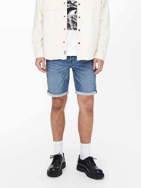 Фото ракурс 4 - Чоловічі сині шорти ONLY & SONS  артикул 22018584 Blue denim SS2025