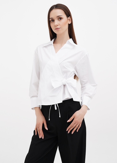 Фото ракурс 1 - Женская белая рубашка EQUILIBRI артикул W422 027 000 White SS2025