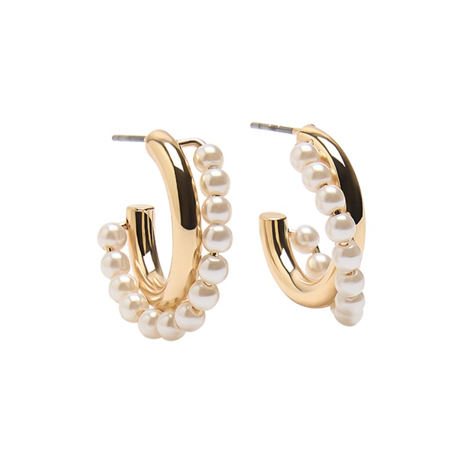 Жіночі біло-золоті сережки Parfois артикул 239410 _PE FW2025 Фото ракурс 1 - Жіночі біло-золоті сережки Parfois артикул 239410 _PE FW2025