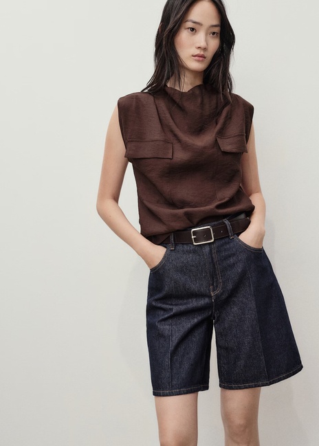 Фото ракурс 5 - Женские синие шорты Mango артикул 17071181 TS 1 season