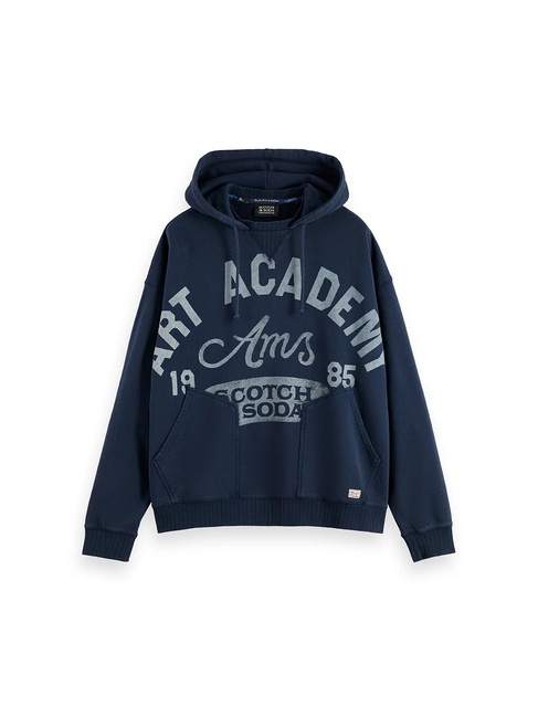 Мужское голубое худи SCOTCH & SODA артикул 181283 410 FW2025 Фото ракурс 4 - Мужское голубое худи SCOTCH & SODA артикул 181283 410 FW2025