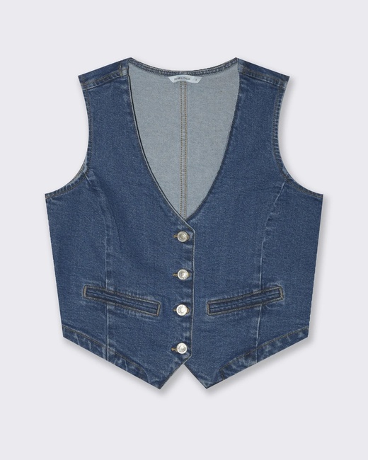 Фото ракурс 3 - Женский синий жилет Piazza Italia артикул 17443 Denim SS2025