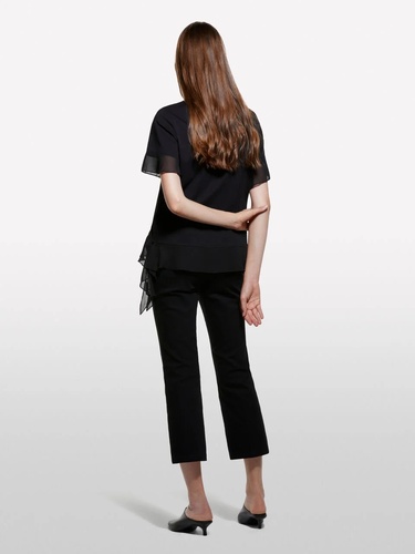 Фото ракурс 2 - Жіноча чорна футболка Sisley артикул 3WHCL107U 100 25A