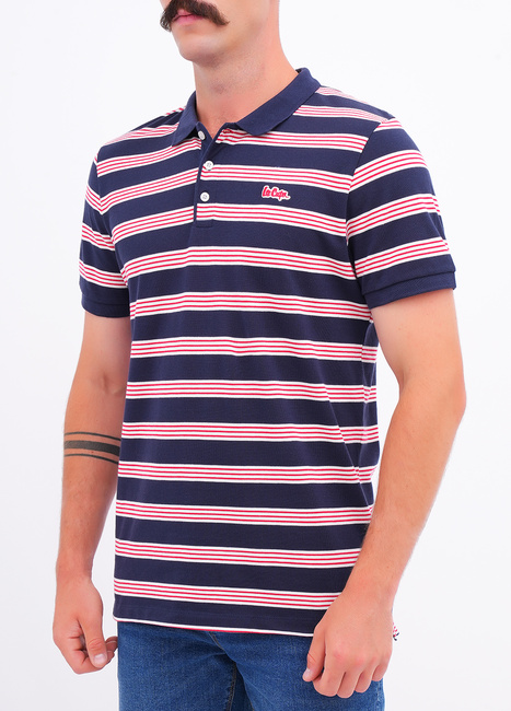 Фото ракурс 3 - Мужская синяя футболка поло Lee Cooper артикул LCM251-1024 NAVY FW2025
