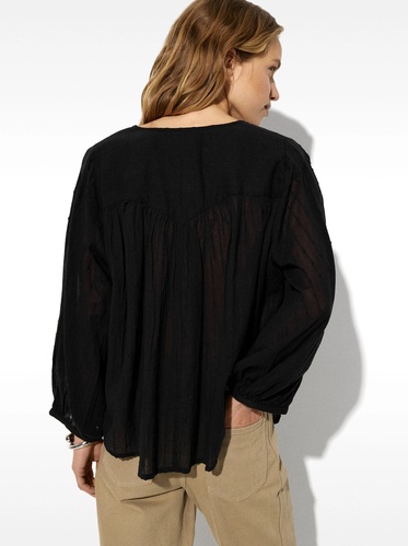 Фото ракурс 2 - Жіноча чорна блузка Parfois артикул 219450 _BK FW2025