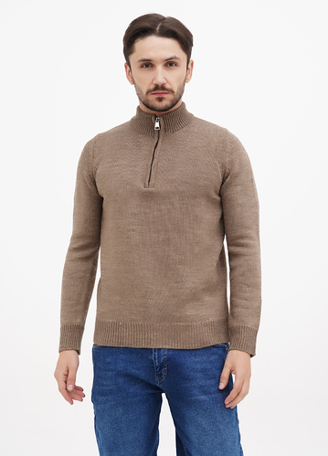 Фото ракурс 1 - Мужской бежевый свитер EQUILIBRI артикул M PC Sweater Zip Beige FW2024