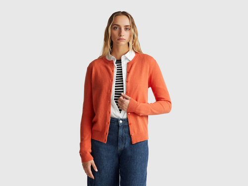 Фото ракурс 1 - Жіночий помаранчевий кардиган Benetton артикул 1002D5485 0J2 25A