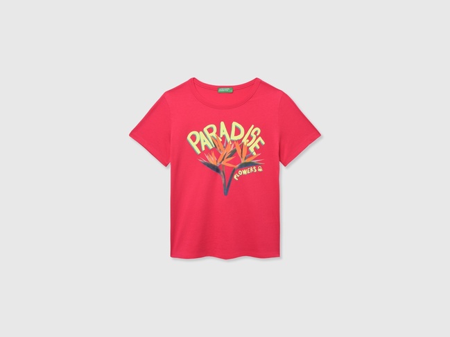 Фото ракурс 1 - Рожева футболка для дівчаток Benetton артикул 3I1XC10OY.G 02E 25E