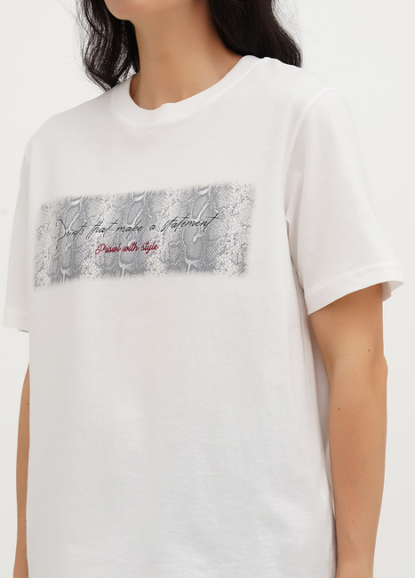 Фото ракурс 3 - Жіноча біла футболка EQUILIBRI артикул W213 089 000 White SS2025