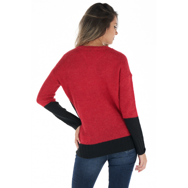 Женский красно-черный свитер Lee Cooper артикул 20495529 PEACOAT FW2022 Фото ракурс 4 - Женский красно-черный свитер Lee Cooper артикул 20495529 PEACOAT FW2022