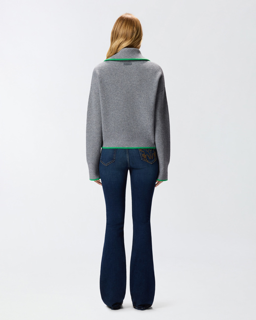 Женский серый джемпер Pinko артикул 105448-A2Q9 IS1 FW2025 Фото ракурс 2 - Женский серый джемпер Pinko артикул 105448-A2Q9 IS1 FW2025