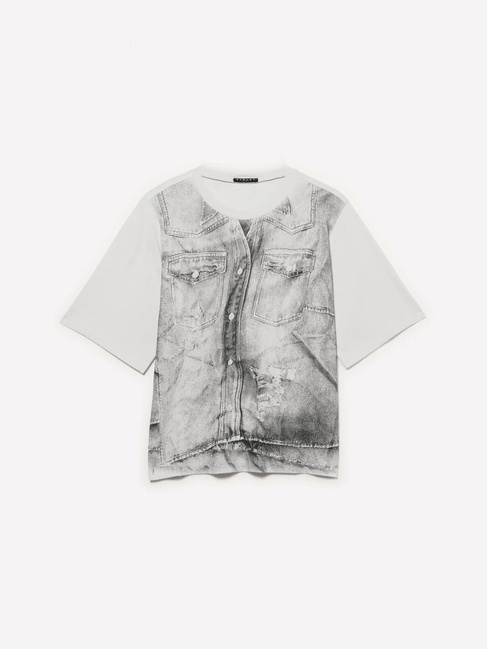 Фото ракурс 5 - Жіноча сіра футболка Sisley артикул 3I1XL107Y 23Q 25A