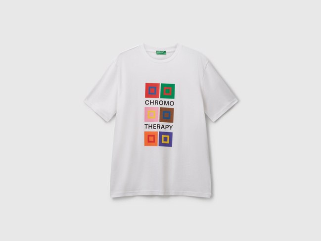 Фото ракурс 4 - Чоловіча біла футболка Benetton артикул 3MI5U10AT 907 25A