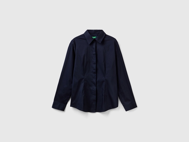 Фото ракурс 4 - Жіноча синя сорочка Benetton артикул 5AWRDQ03B 016 24A