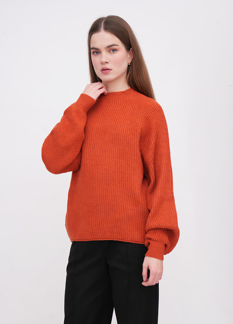 Женский оранжевый свитер EQUILIBRI артикул W342 081 000 Orange FW2025 Фото ракурс 1 - Женский оранжевый свитер EQUILIBRI артикул W342 081 000 Orange FW2025