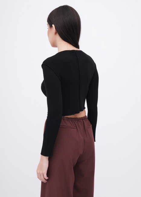 Фото ракурс 2 - Женский черный лонгслив EQUILIBRI артикул W215 025 000 Black FW2025