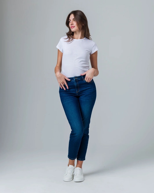 Фото ракурс 3 - Жіночі сині джинси Piazza Italia артикул 31633 Dark denim SS2025