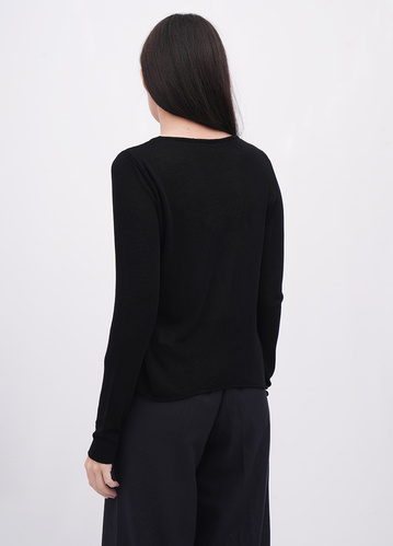 Фото ракурс 2 - Жіночий чорний лонгслів EQUILIBRI артикул W315 010 001 Black FW2025