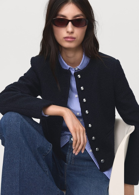 Женский синий жакет Mango артикул 17045817 56 1 season Фото ракурс 5 - Женский синий жакет Mango артикул 17045817 56 1 season