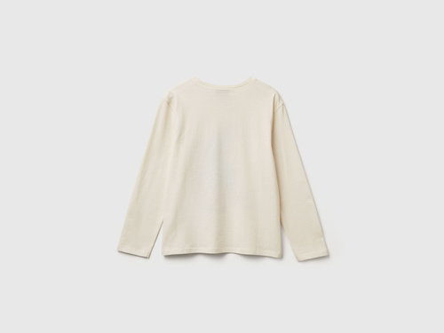 Фото ракурс 2 - Бежевий лонгслів Benetton для дівчаток артикул 35RYC10Q7.G 901 25A