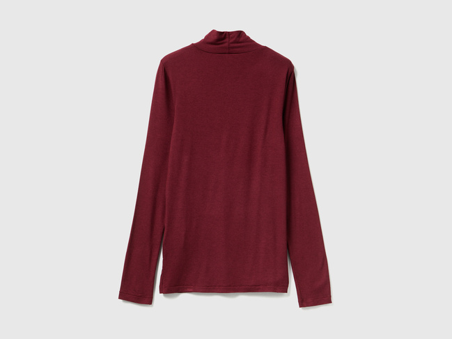 Фото ракурс 2 - Женская бордовая водолазка Benetton артикул 3LRU3M077 129 25A