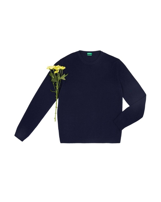 Чоловічий синій светр Benetton артикул 1002U1G34 016 25A Фото ракурс 3 - Чоловічий синій светр Benetton артикул 1002U1G34 016 25A